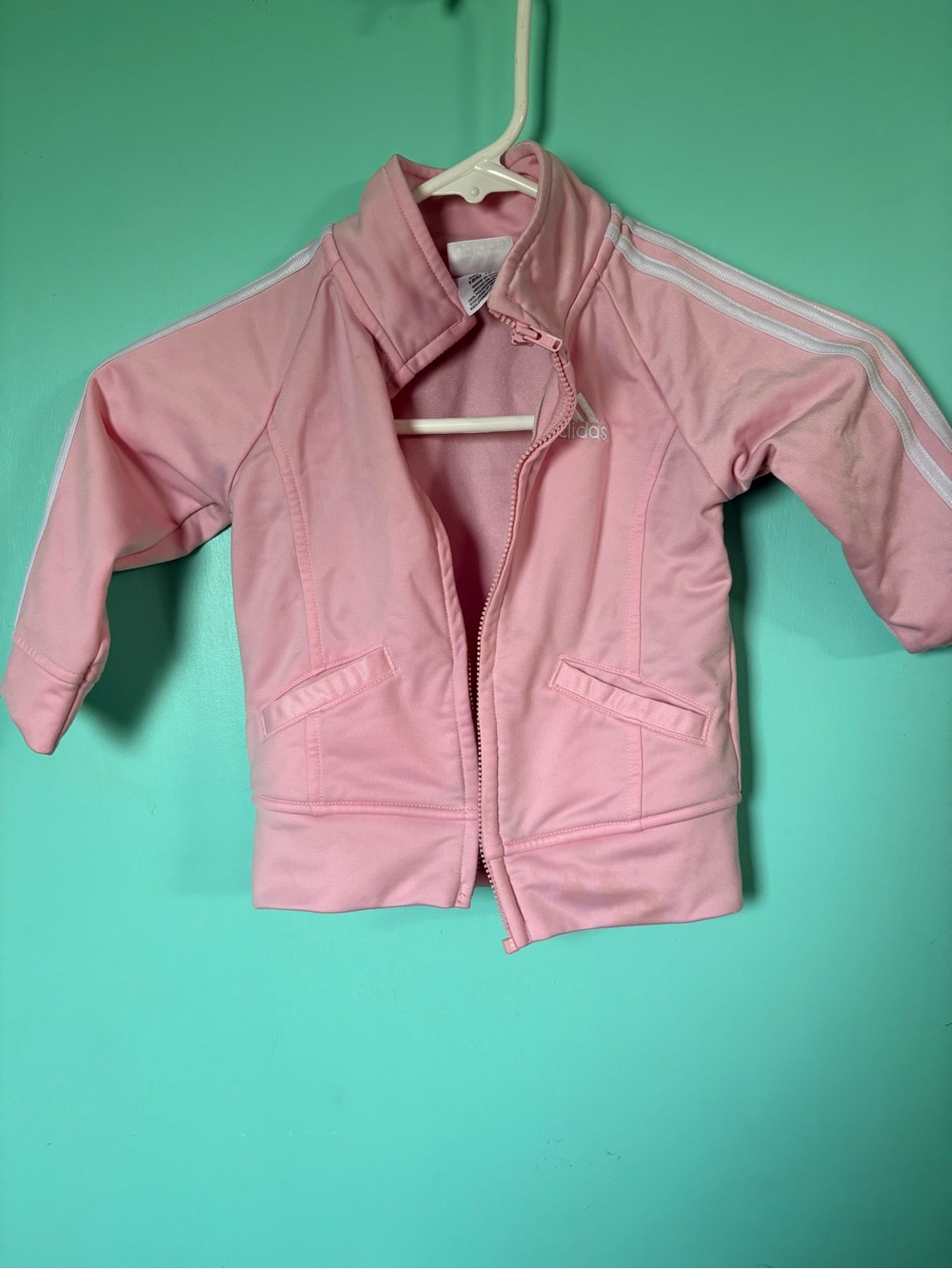 adidas Little Girls Pink Zip-Up Track Jacket